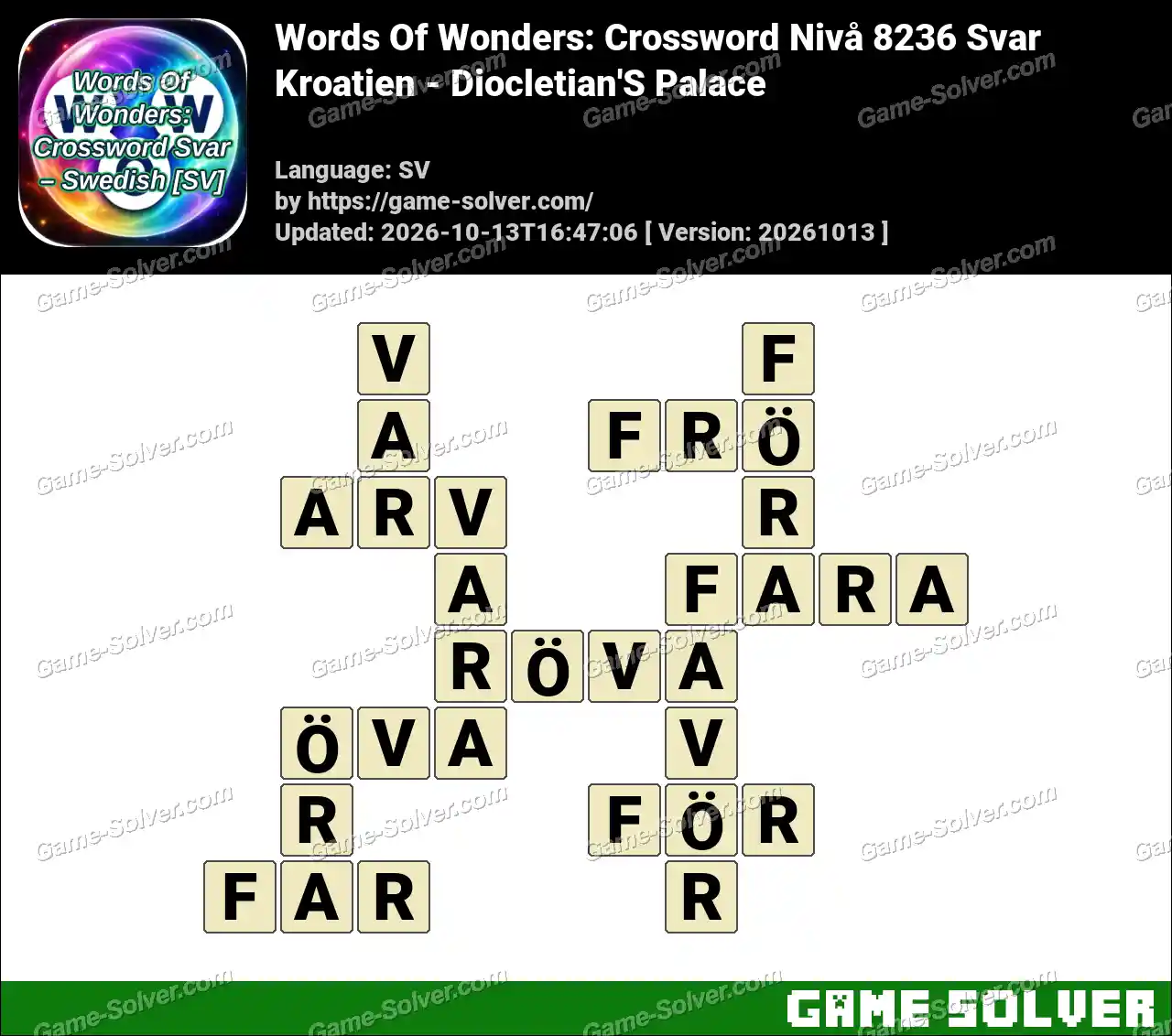 Words Of Wonders: Crossword Nivå 8236 Svar – Kroatien – Diocletian’S Palace